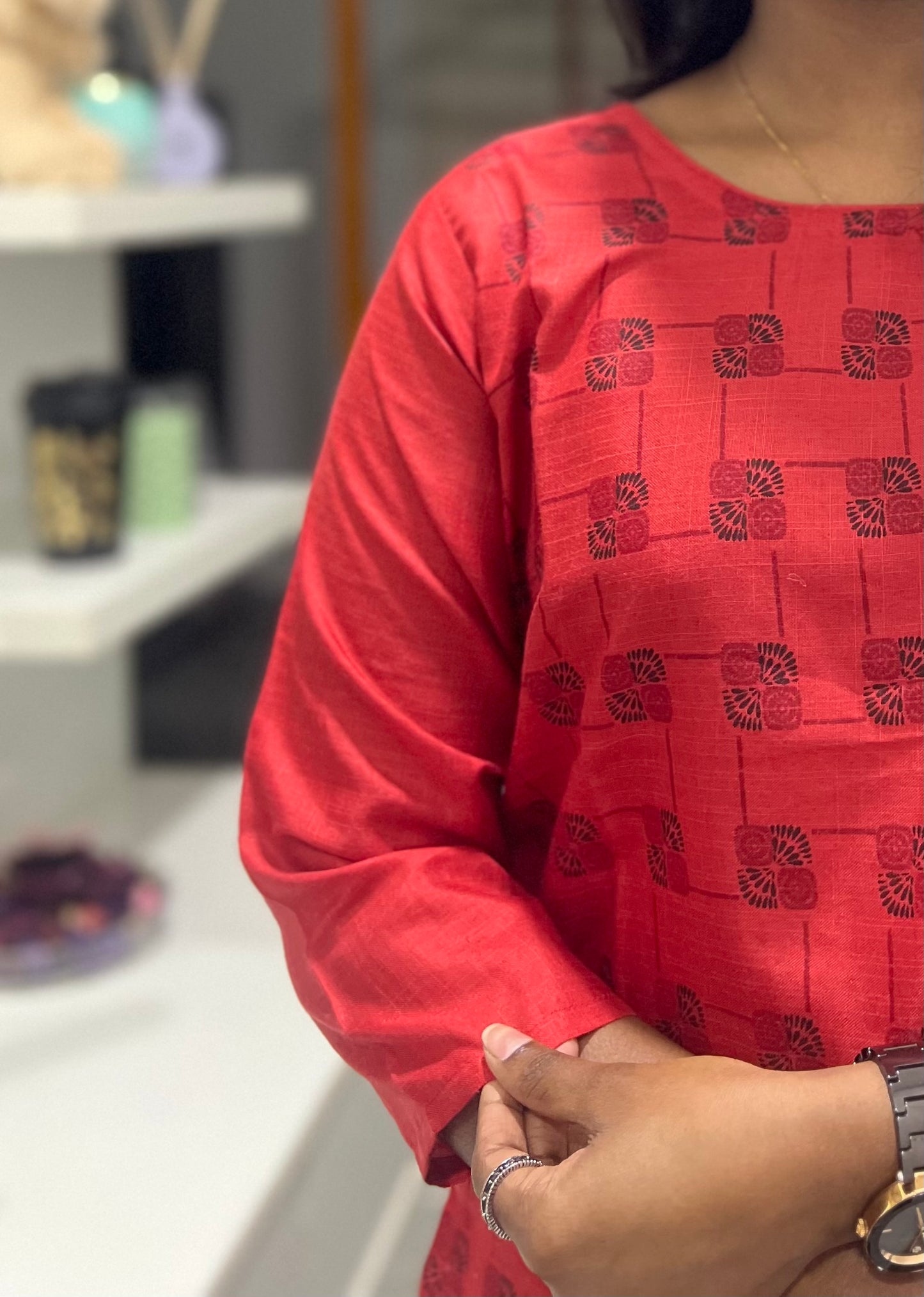 Tomato Red Printed Kurti