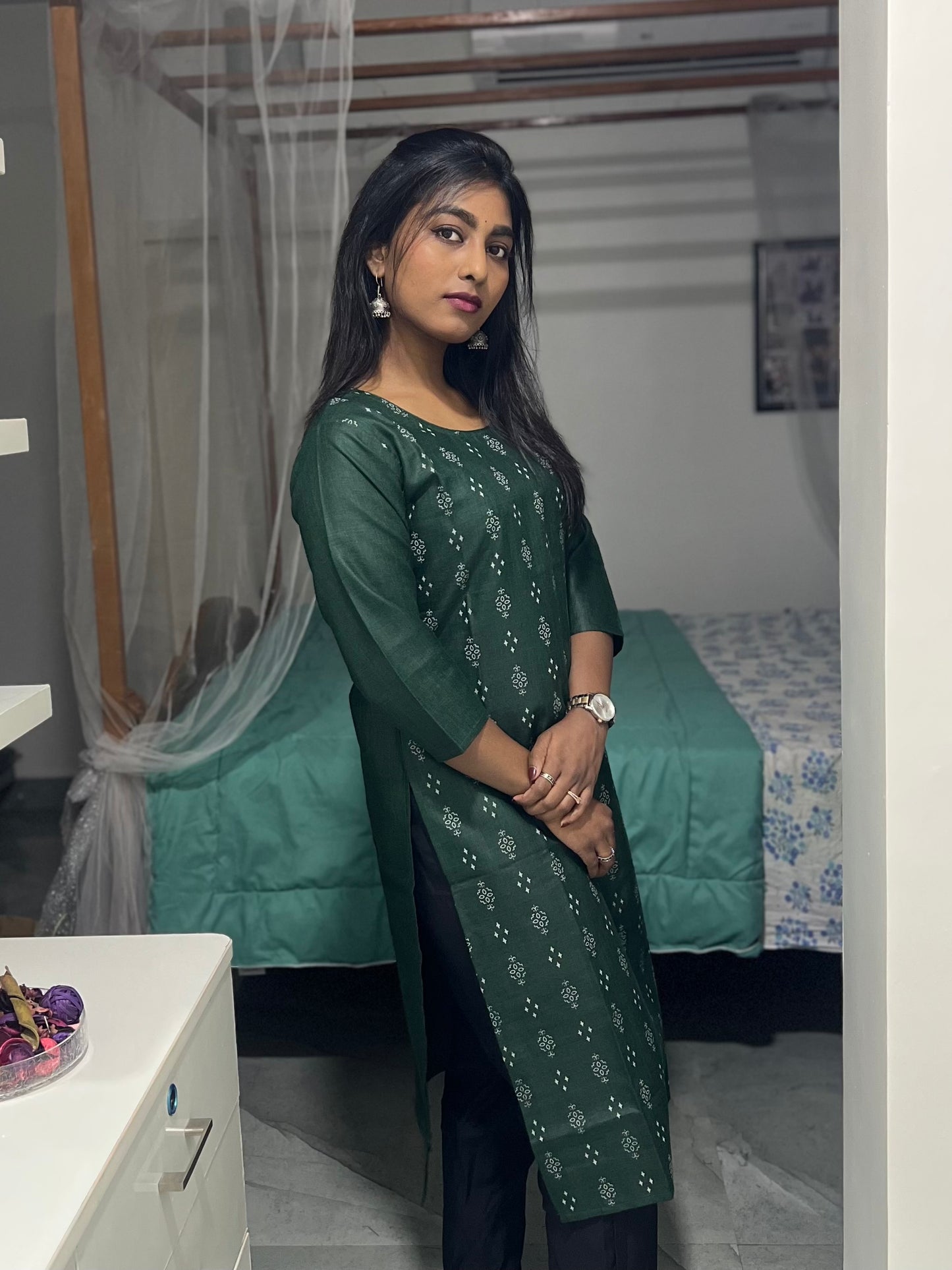 Green Printed Kurti