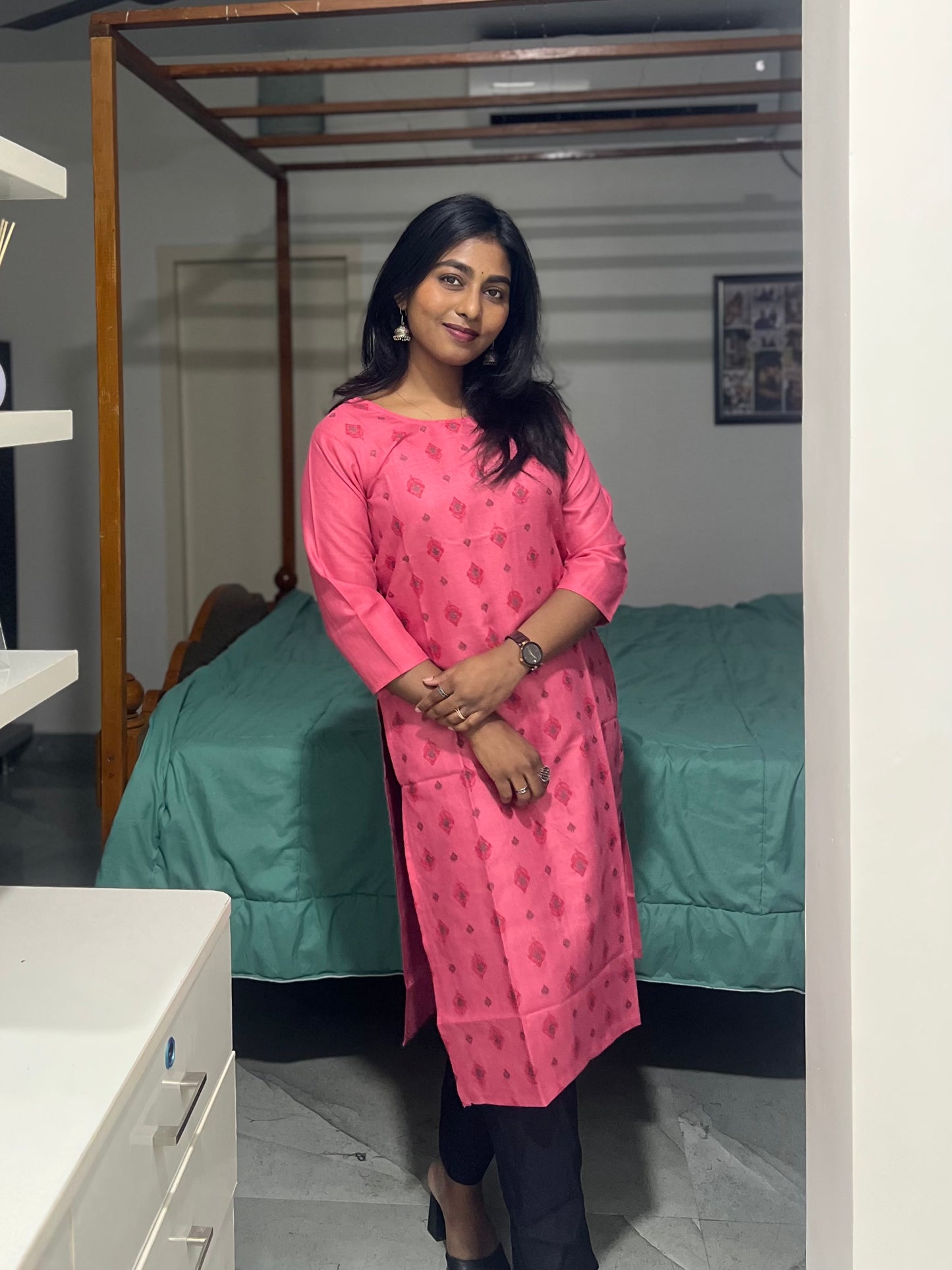 Pink Printed Kurti