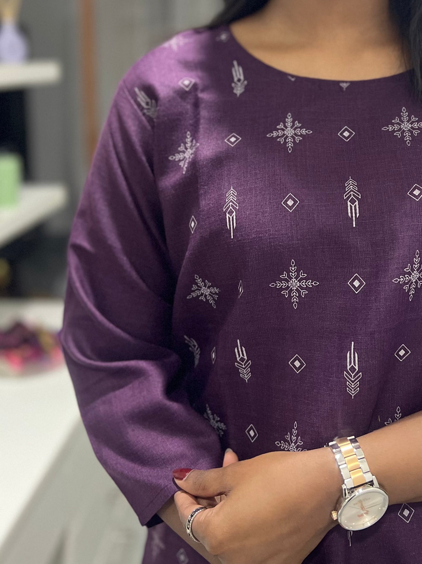 Purple Printed Kurti