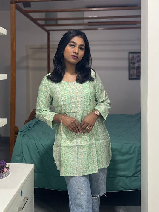 Light Green Printed Short Top