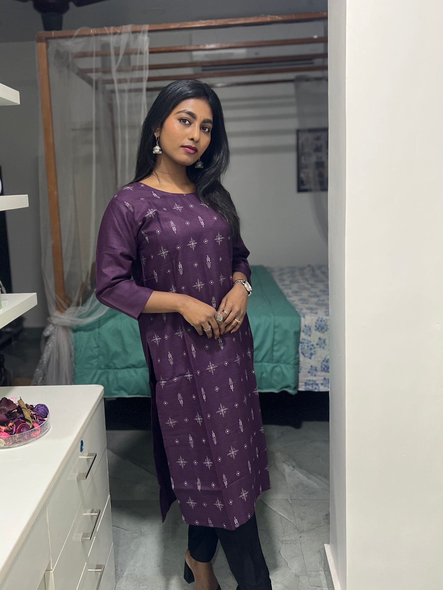 Purple Printed Kurti