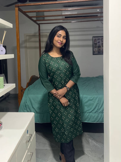 Green Printed Kurti