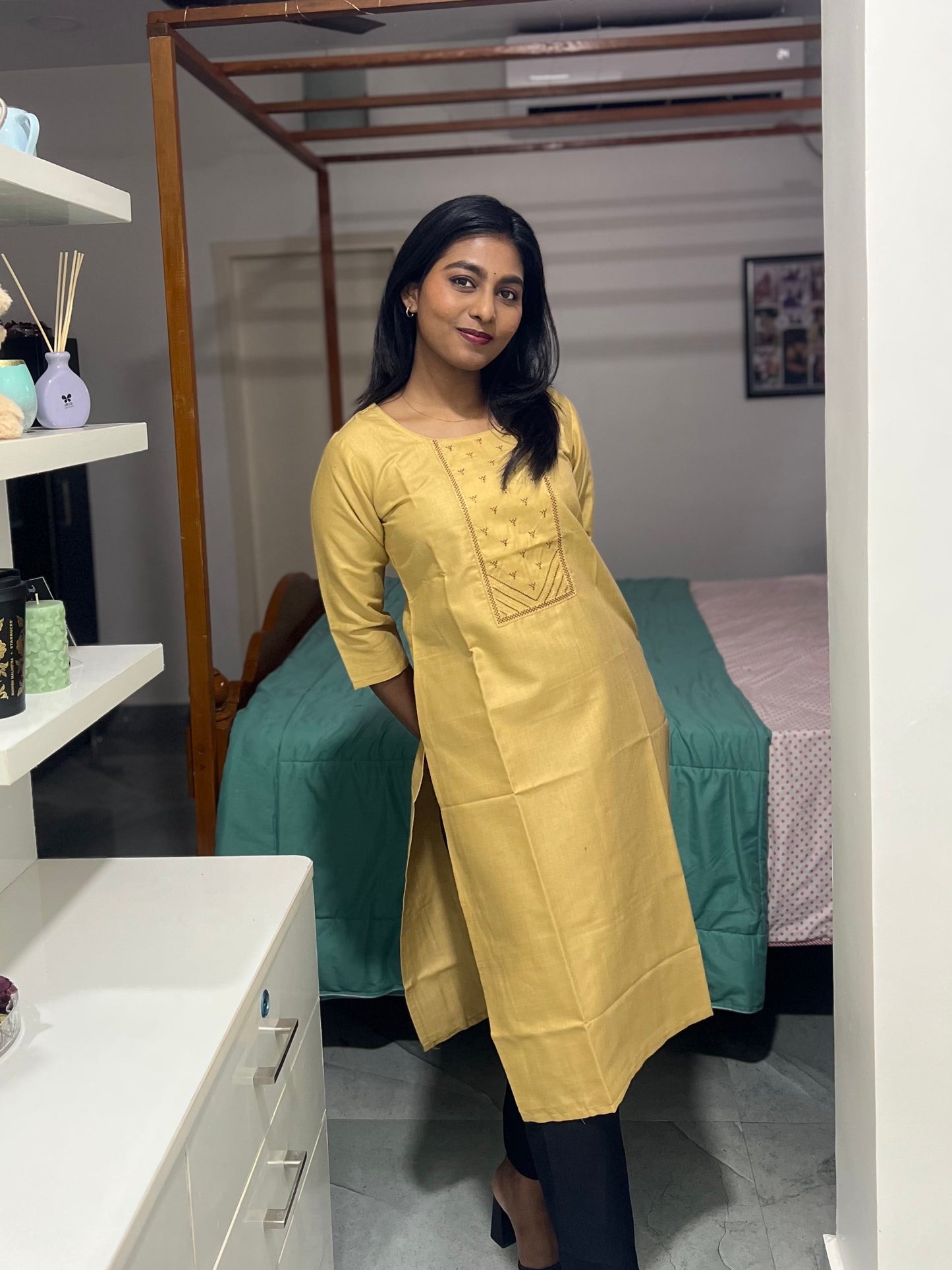 Yellow Embroidery Kurti