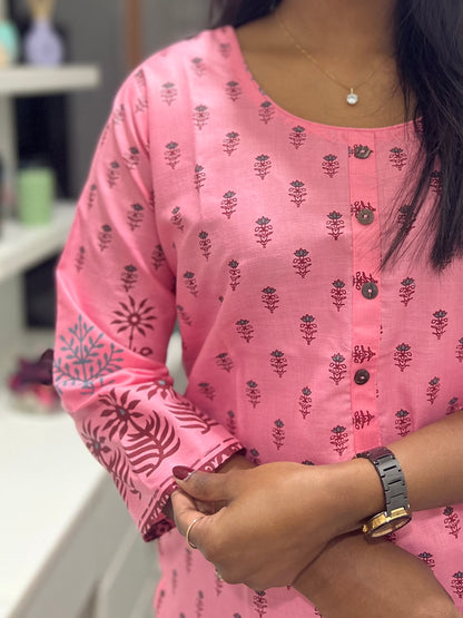 Light Pink Floral Printed Kurti