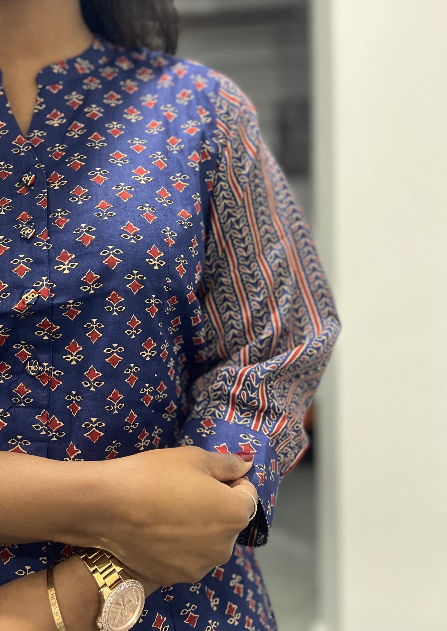 Printed Blue Tunic Top