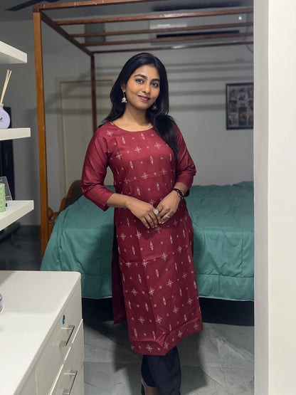 Maroon Printed Kurti