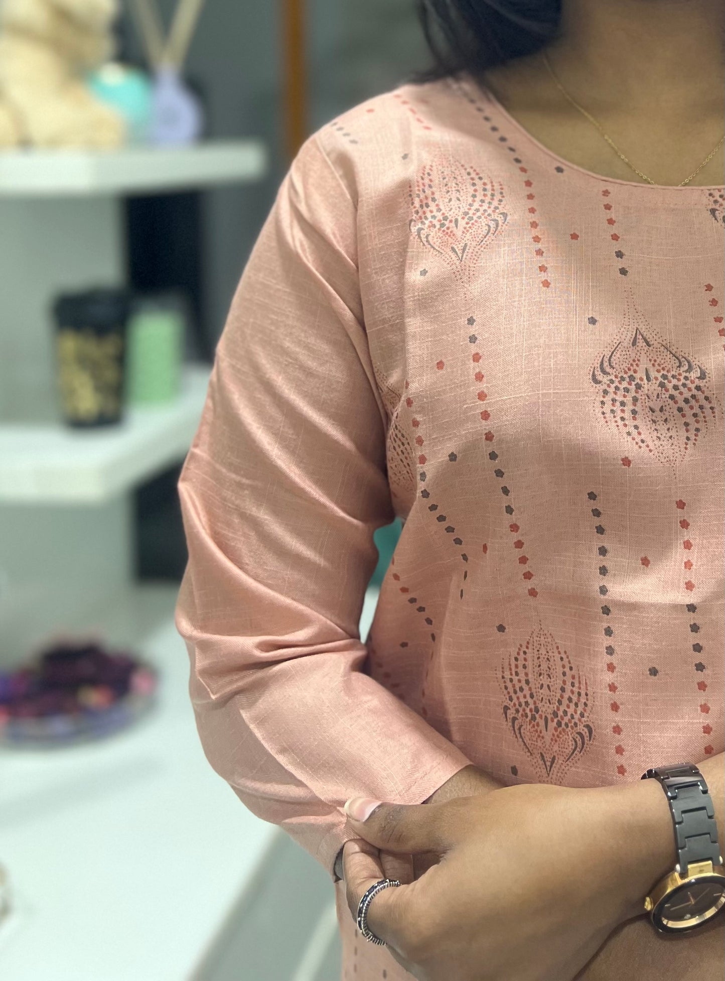 Peach Printed Kurti