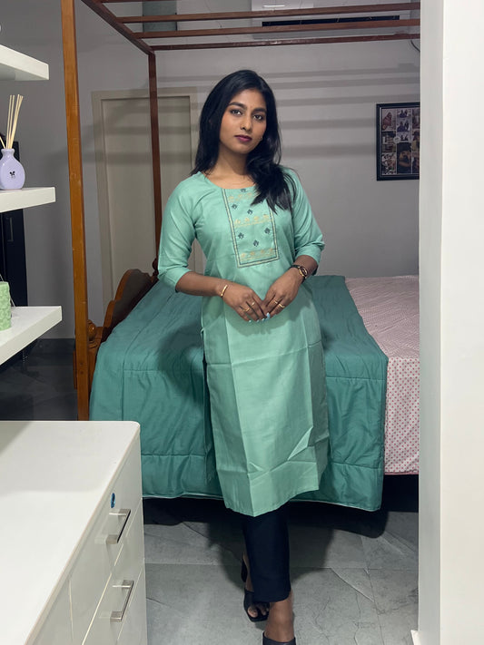 Teal Embroidery Kurti