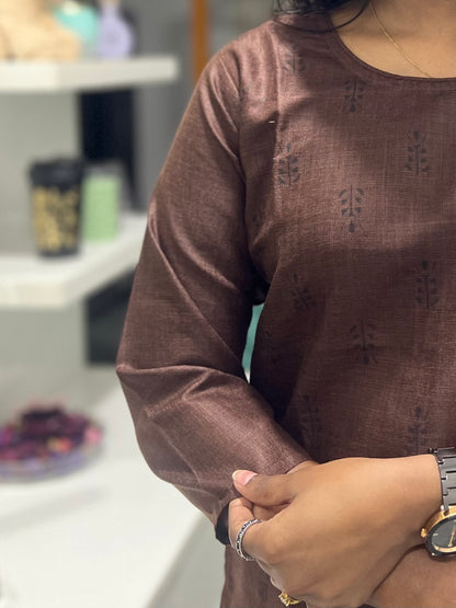 Brown Printed Kurti