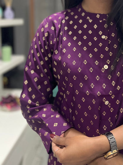 Purple Printed Kurti Top