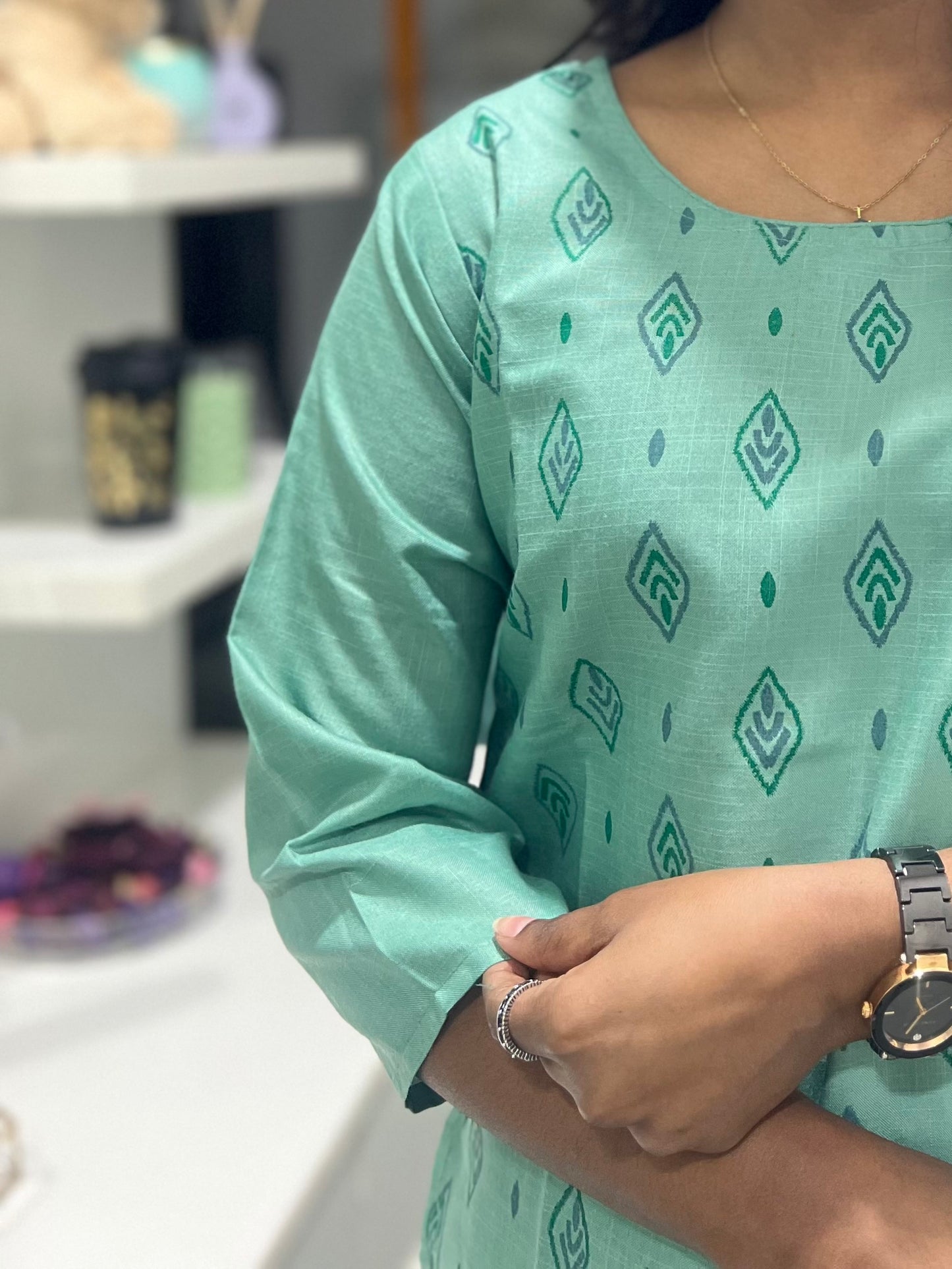 Teal Printed Kurti