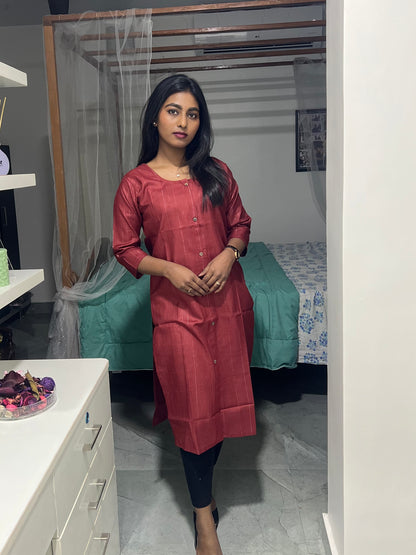 Dark Red Kurti Top