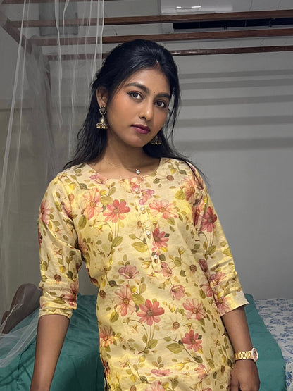 Gold Floral Design Kurti