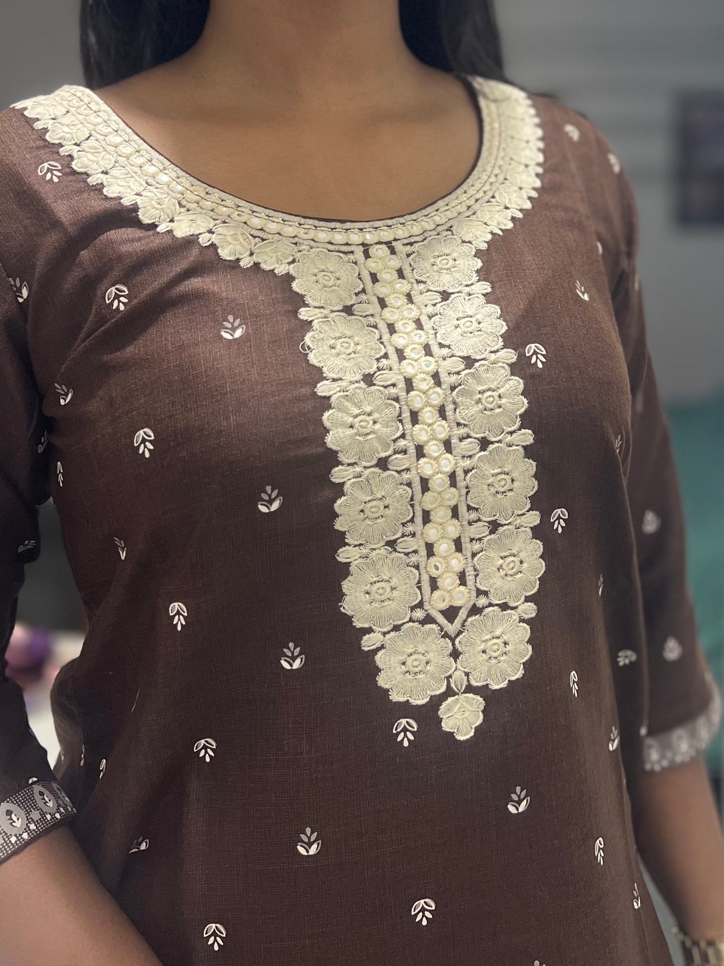 Brown Printed Kurti Top