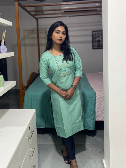 Teal Embroidery Kurti