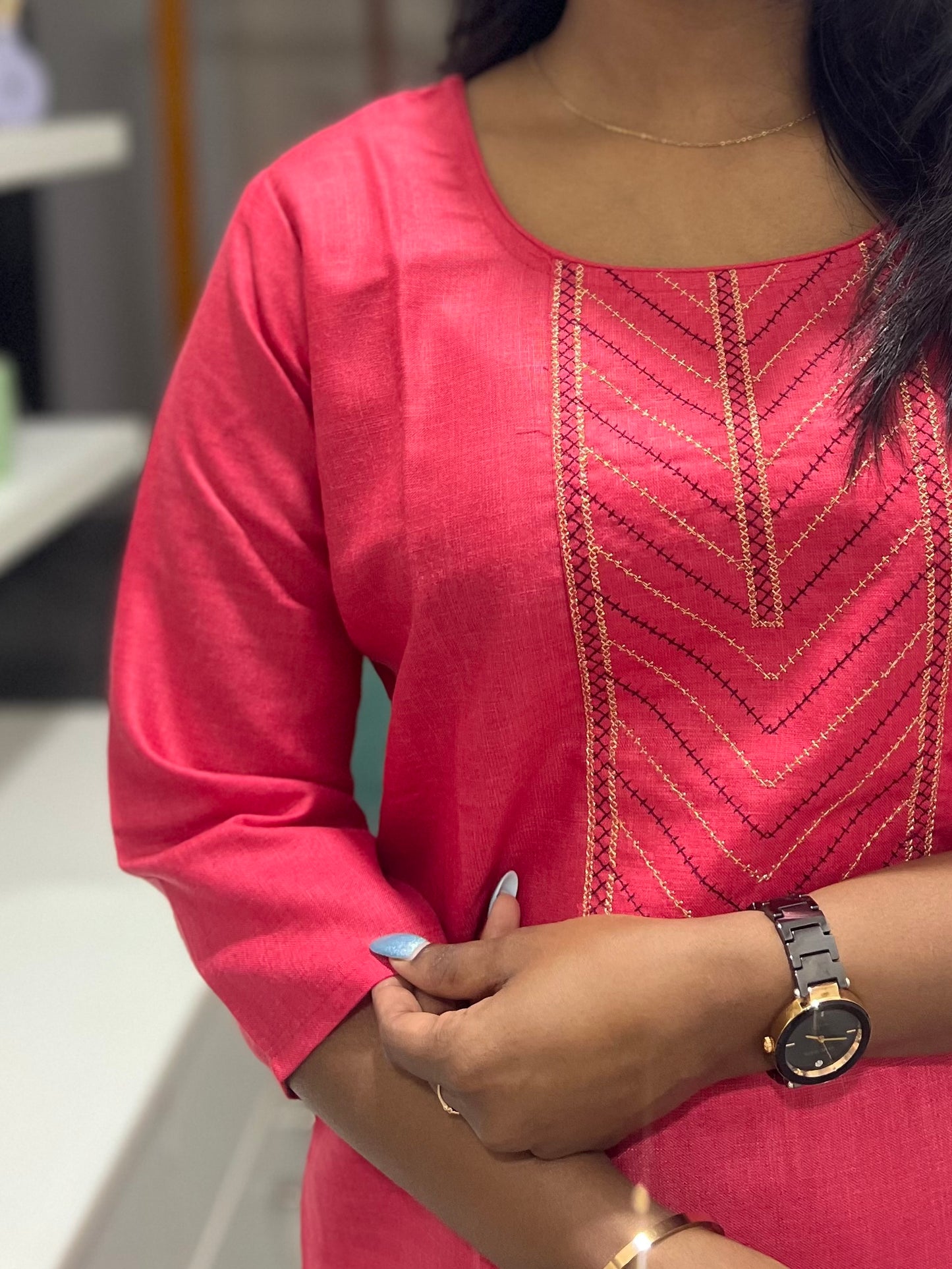 Pink Embroidery Kurti